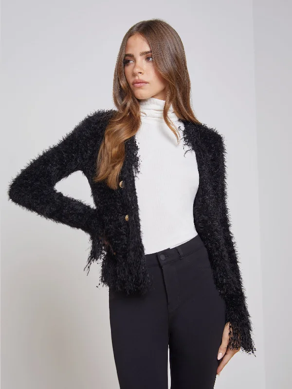 Azure Cardigan Blazer Black - L'AGENCE Hooded Caped Shawl Collar