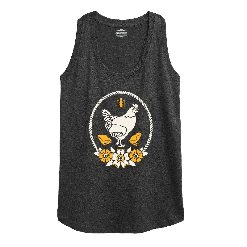 IH Chicken and Flowers Womens Racerback Tank ribbed tank top