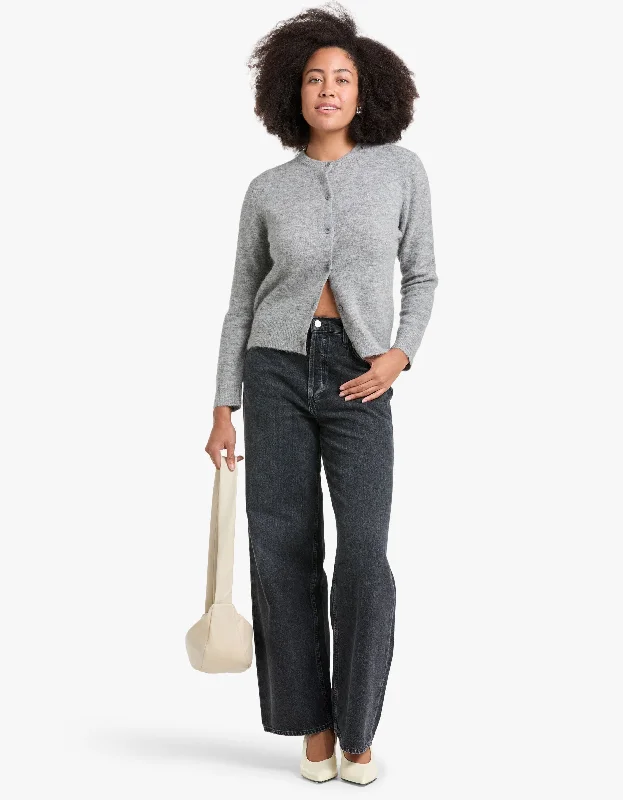 Nor Short Cardigan 7355 - Grey Mel Spandex Rayon Corduroy