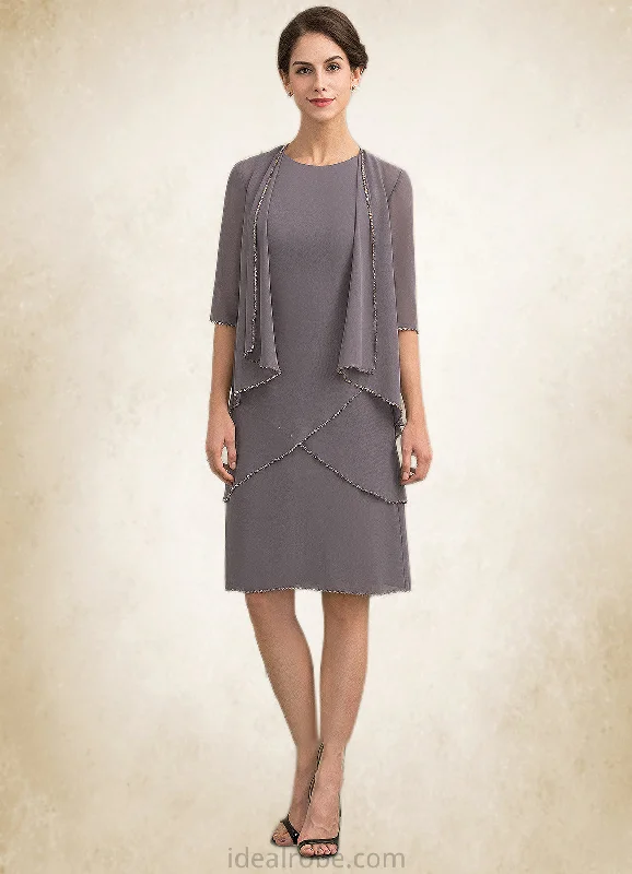 Gemma A-Line Scoop Neck Knee-Length Chiffon Mother of the Bride Dress With Sequins STK126P0014894 Gemma A-Line Scoop Neck Knee-Length Chiffon Mother of the Bride Dress With Sequins STK126P0014894
