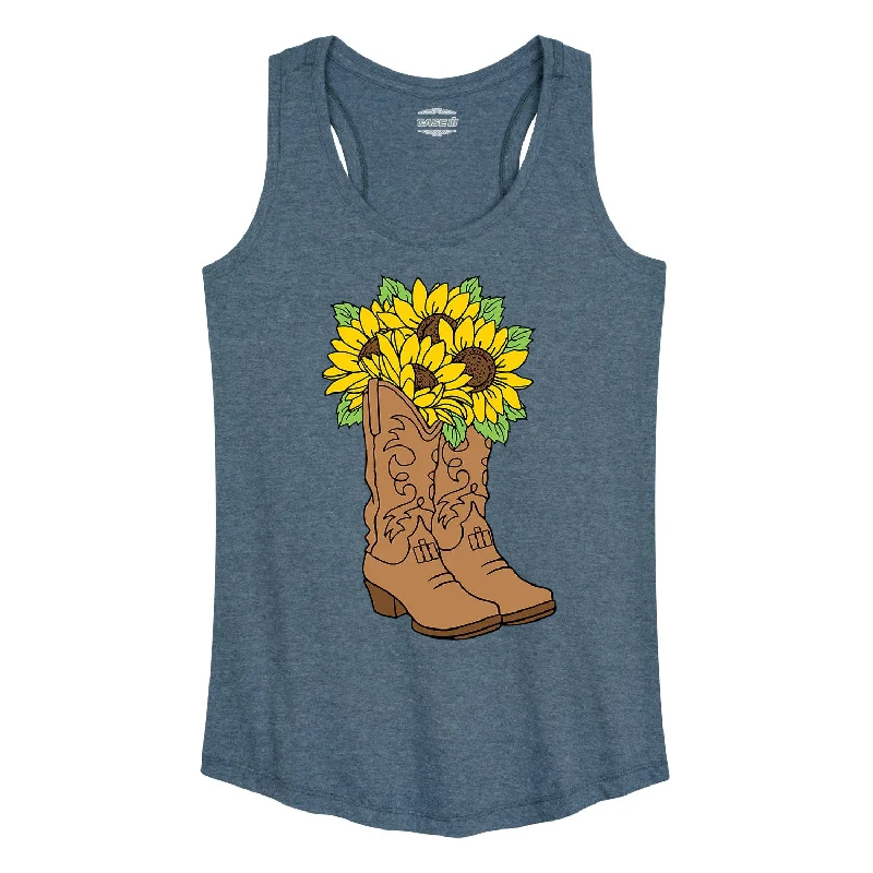 Cowgirl Boots With Sunflowers IH Womens Racerback Tank layering tank top
