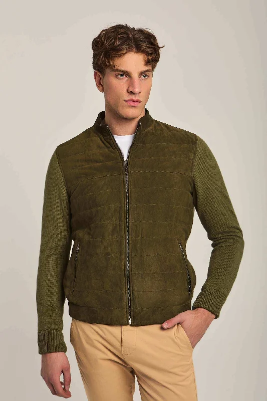 Men Regular Fit Jacket - Green Wool Fabric Cashmere Fabric Tweed Fabric