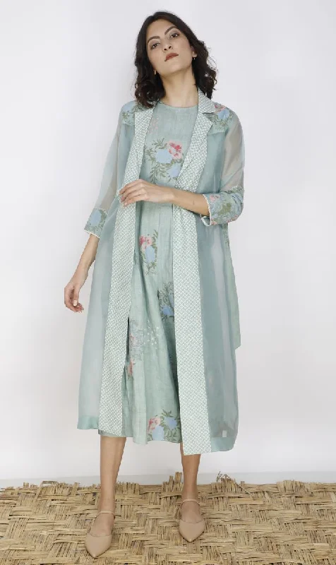 Pallavi Singh mint printed dress and jacket set in silk and organza Lace Jacket Ribbed Jacket Sequined Jacket Pallavi Singh mint printed dress and jacket set in silk and organza Lace Jacket Ribbed Jacket Sequined Jacket