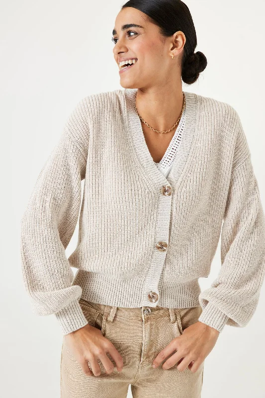 Garcia 100% cotton 3 Button Cardigan Notch Collar Peter Pan Collar Cowl Neck