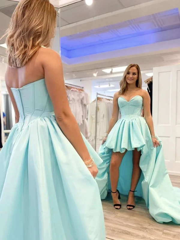 Strapless Sweetheart Neck Mint Green High Low Prom Dresses, Mint Green High Low Formal Evening Dresses Strapless Sweetheart Neck Mint Green High Low Prom Dresses, Mint Green High Low Formal Evening Dresses