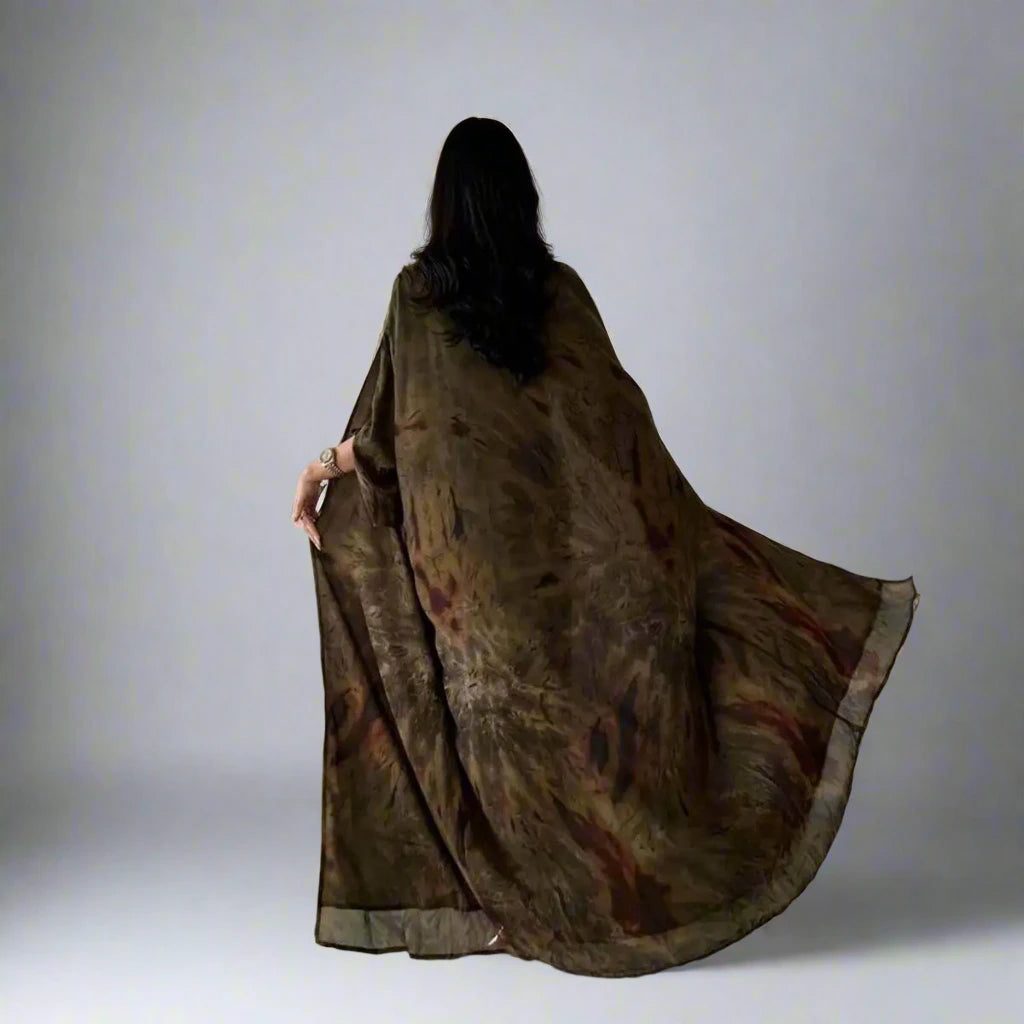 Chiffon Printed Cardigan Open Abaya Dress Satin Fabric Silk Fabric Chiffon Fabric