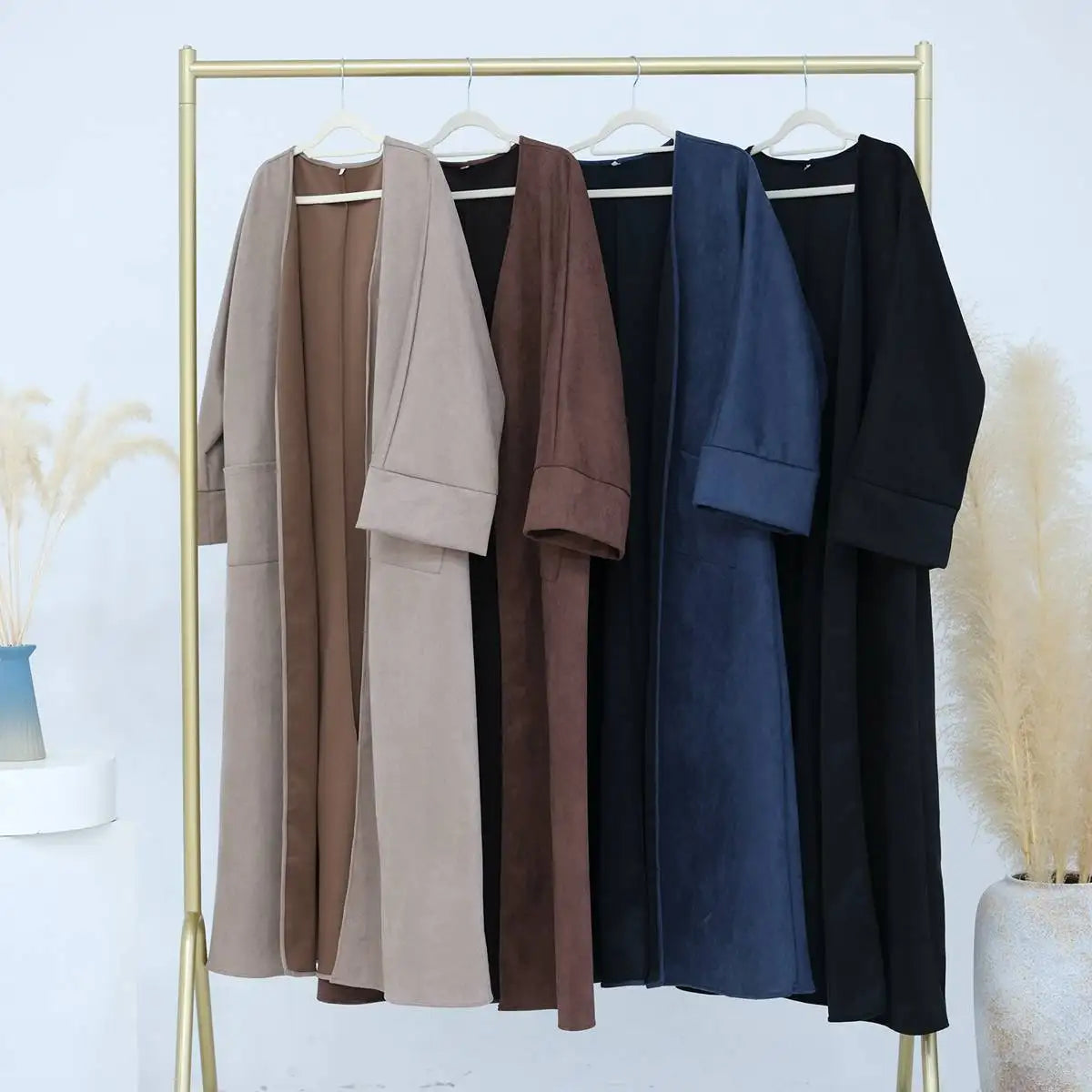 Winter Fall Velvet Cardigan Open Abaya Coat Slim Fit Regular Fit Oversized
