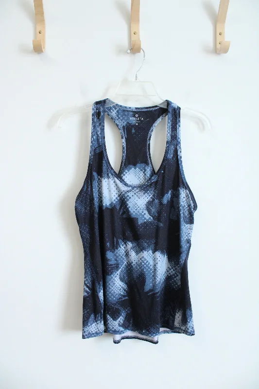 Athleta Black & Gray Patterned Razorback Athletic Tank | M sleep tank top