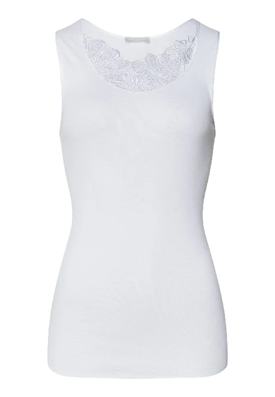 Belina Round Neck Cotton Tank Top | White 70879-101 crossback tank top