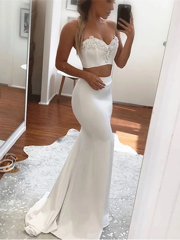 Sweetheart Neck 2 Pieces Mermaid Prom Dresses, Two Pieces Mermaid Long Formal Evening Dresses Sweetheart Neck 2 Pieces Mermaid Prom Dresses, Two Pieces Mermaid Long Formal Evening Dresses