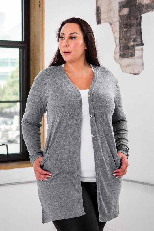 Ladies Eco-Triblend Rib Cardigan Lightweight Heavyweight Midweight