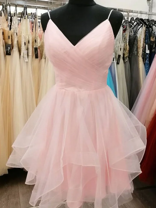Short V Neck Pink Light Champagne Prom Dresses, V Neck Short Formal Graduation Dresses Short V Neck Pink Light Champagne Prom Dresses, V Neck Short Formal Graduation Dresses