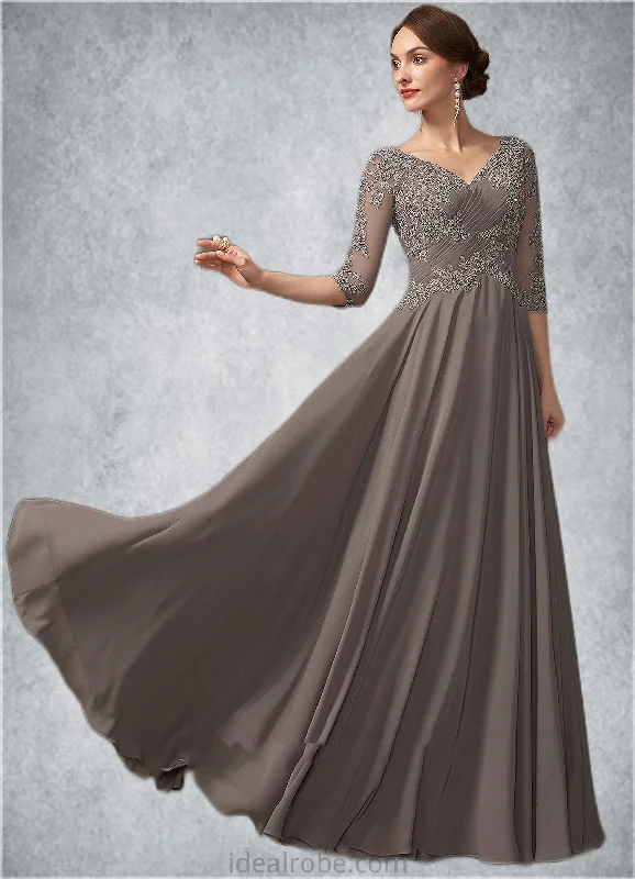 Gabriella A-Line V-neck Floor-Length Chiffon Lace Mother of the Bride Dress With Beading Sequins STK126P0014876 Gabriella A-Line V-neck Floor-Length Chiffon Lace Mother of the Bride Dress With Beading Sequins STK126P0014876