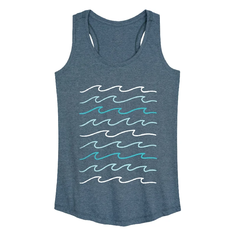 Ocean Waves Sketch Womens Racerback Tank silver tank top