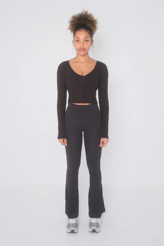 Cropped Cardigan - Black Soft Cozy Warm