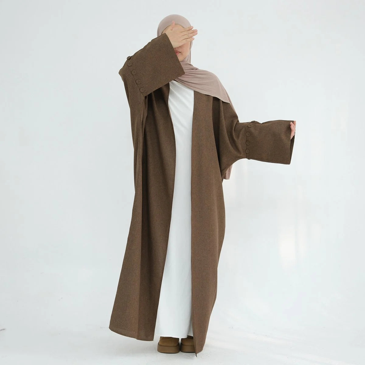 Cardigan Open Abaya Dress #24878 Polka Dot Checkered Tartan