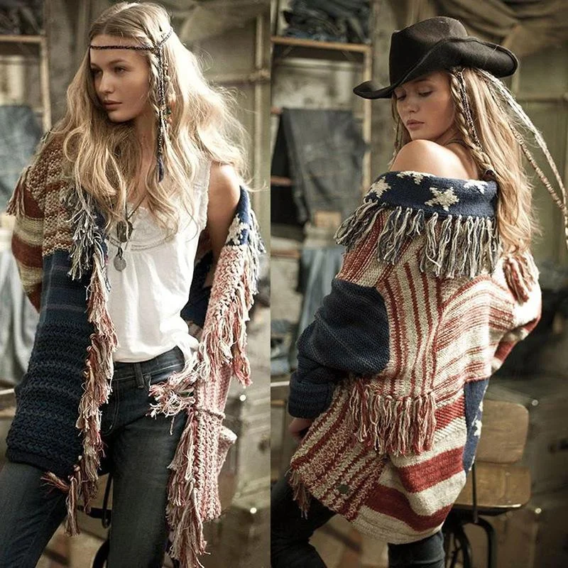 Fashion Tassel Starts Cardigans Outwear Cardigan Knitwear Sweater