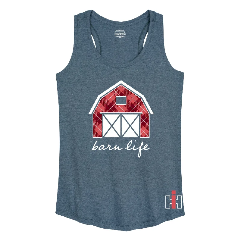 Red Plaid Barn Life IH Womens Racerback Tank peekaboo tank top