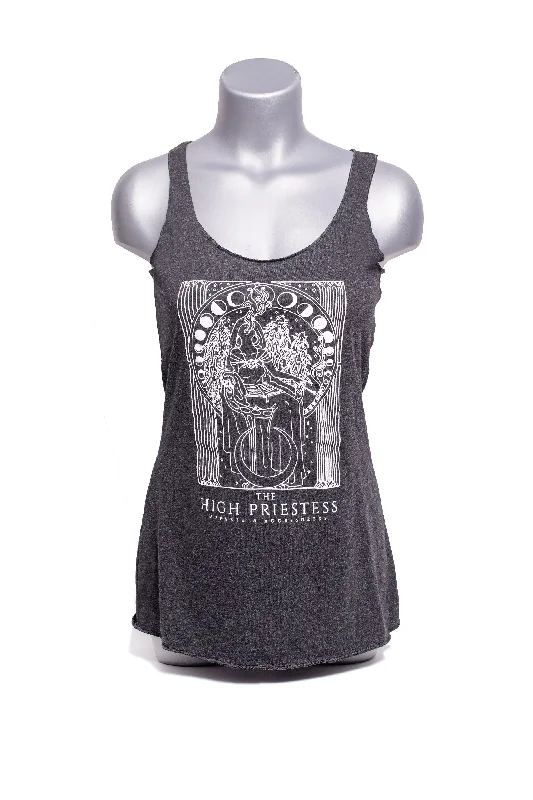 'The High Priestess' Outline Tank Top - Vintage Black activewear tank top