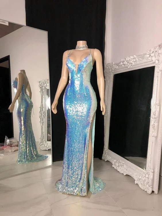 Sexy Backless Sequins Prom Dresses Cheap 2022 Spaghetti Straps Mermaid Sleeveless Evening Gowns,DS4040 Sexy Backless Sequins Prom Dresses Cheap 2022 Spaghetti Straps Mermaid Sleeveless Evening Gowns,DS4040