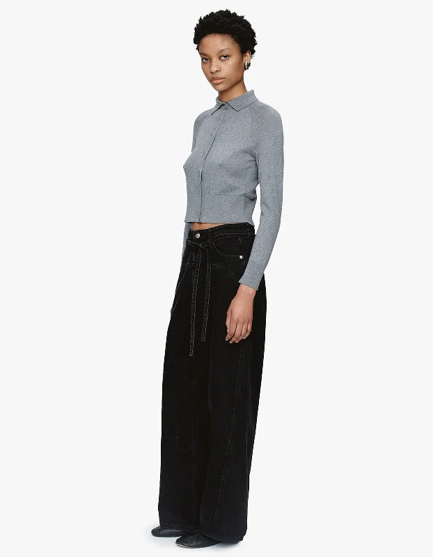 Foundations Cardigan - Grey Marle Silk Blend Satin Velvet