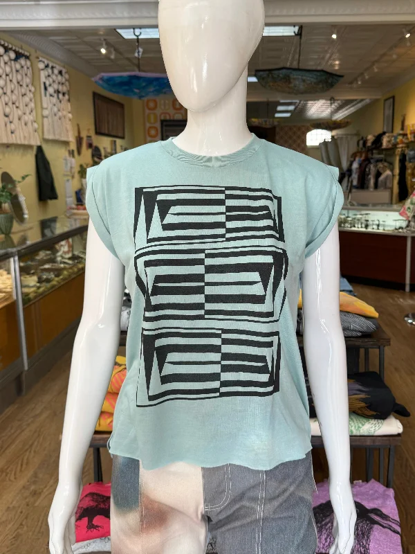 Vertigo Abstract Geometric Muscle Tank charcoal tank top