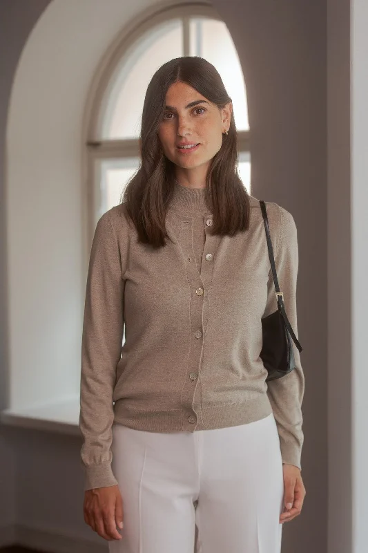 Kelleen Twin Set Cardigan Greige Slim Fit Regular Fit Oversized
