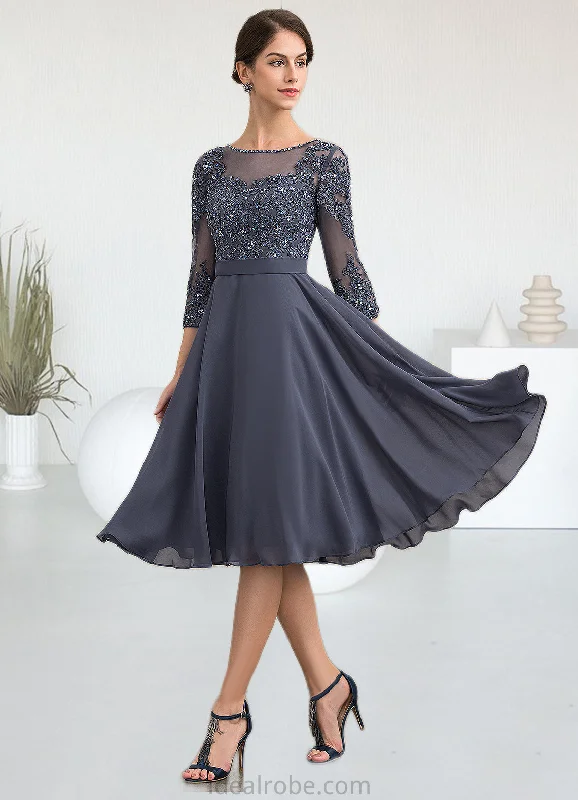 Melinda A-Line Scoop Neck Knee-Length Chiffon Lace Mother of the Bride Dress With Beading Sequins STK126P0014861 Melinda A-Line Scoop Neck Knee-Length Chiffon Lace Mother of the Bride Dress With Beading Sequins STK126P0014861