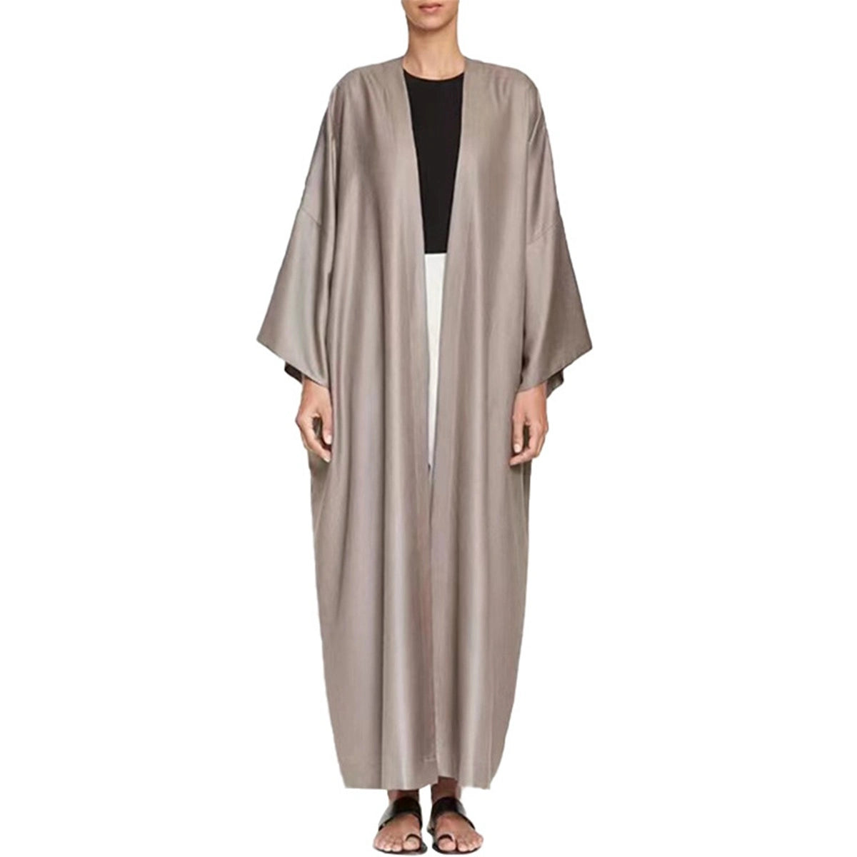 Simple Cardigan Open Abaya Dress #25435 Cashmere Blend Cotton Blend Poly Blend