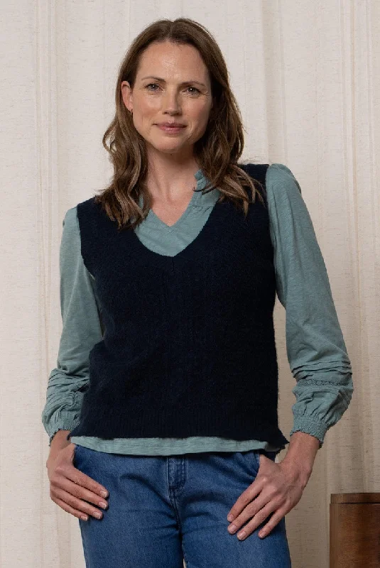 Lily & Me LM24516N Laurel Tank Navy lace back tank
