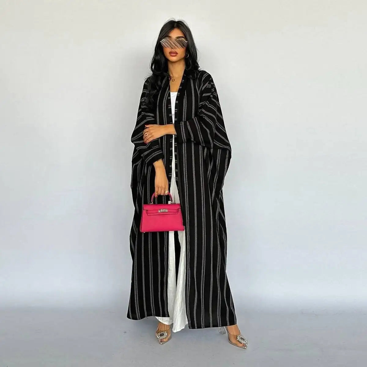 Printed Cotton Cardigan Open Abaya Dress Fleece Fabric Down Fabric Feather Fabric
