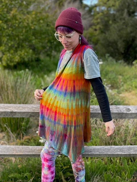 Small Colorfully Blessed Sleeveless Cardigan (Vest) #2 Herringbone Houndstooth Plaid