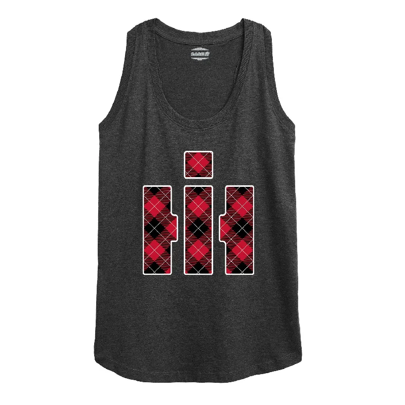 IH Logo Buffalo Plaid Womens Racerback Tank chic tank top