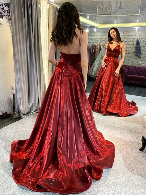 A Line V Neck Spaghetti Straps Burgundy Long Prom Dresses, Wine Red Long Formal Evening Dresses A Line V Neck Spaghetti Straps Burgundy Long Prom Dresses, Wine Red Long Formal Evening Dresses