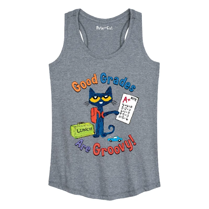 Ptc Good Grades Are Groovy Adult Womens Racerback Tank lime green tank