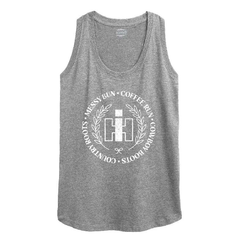Messy Bun Coffee Run Womens Racerback Tank high neck tank
