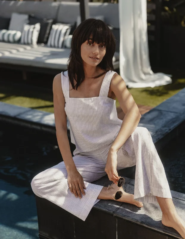 Lived-In Cotton Tank in Jute Railroad Stripe low neck tank