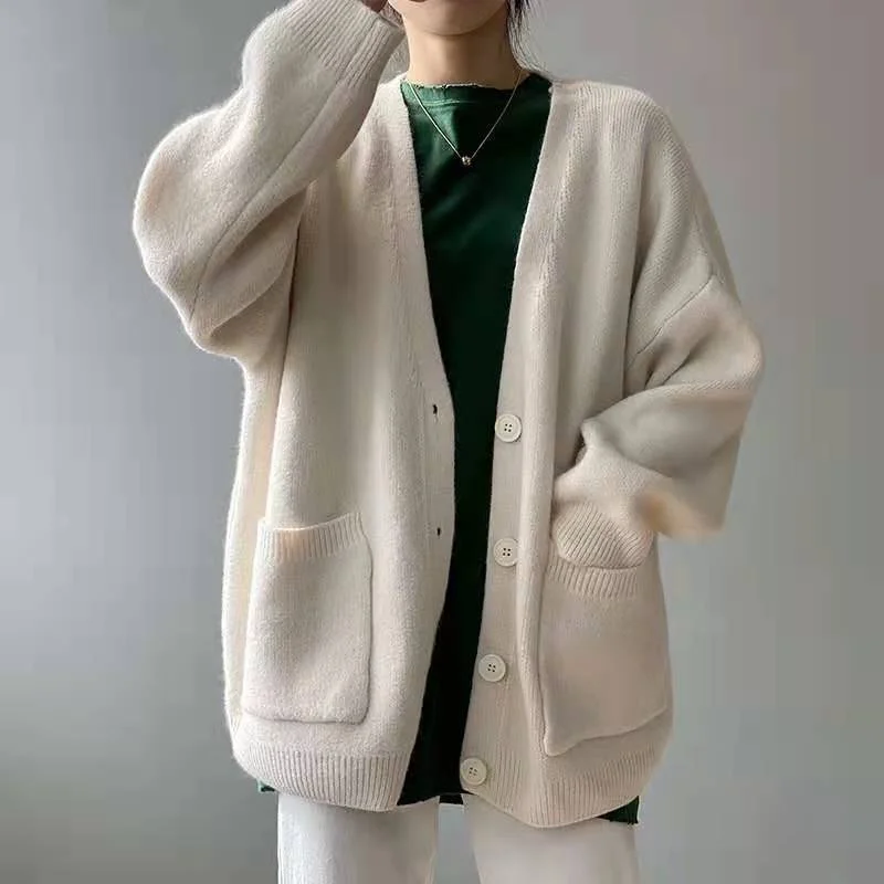 Casual Winter Women Knitted Cardigan Sweaters Knit Fabric Woven Fabric Fleece Fabric