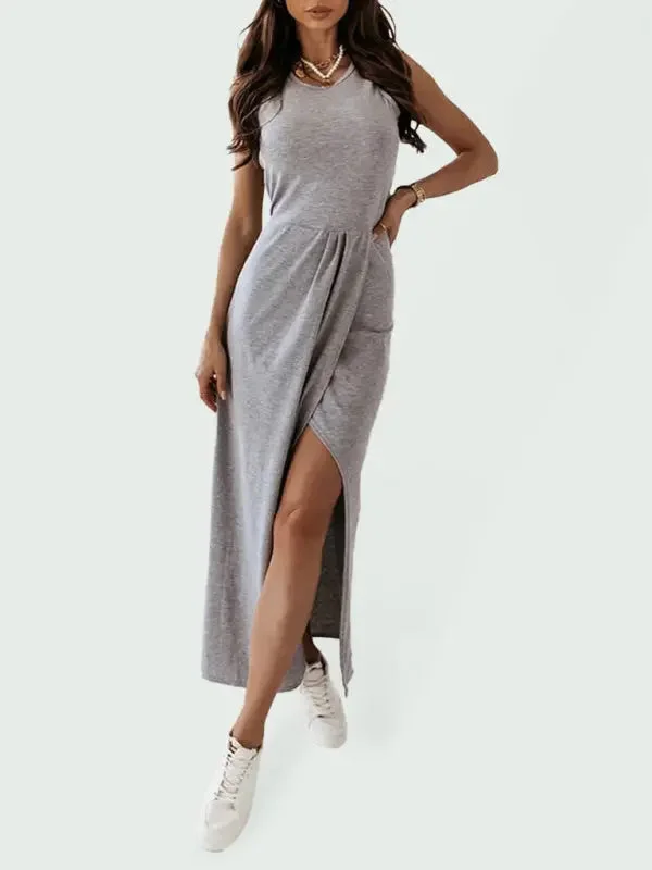 Blue Zone Planet | Tank Top Sleeveless Long Slit Dress adorable tank top