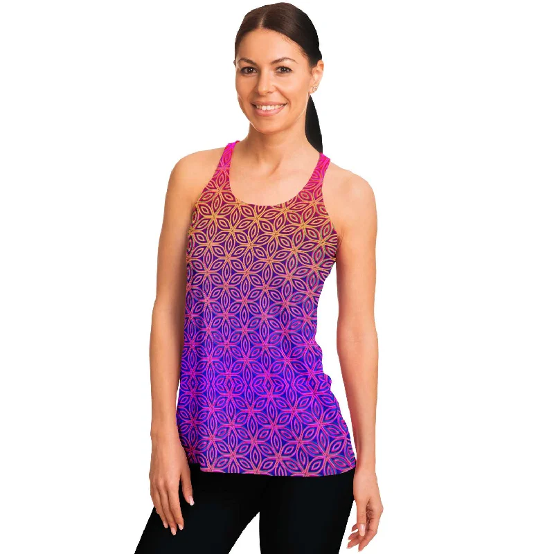 Sacral Bloom Racerback Tank metallic tank top