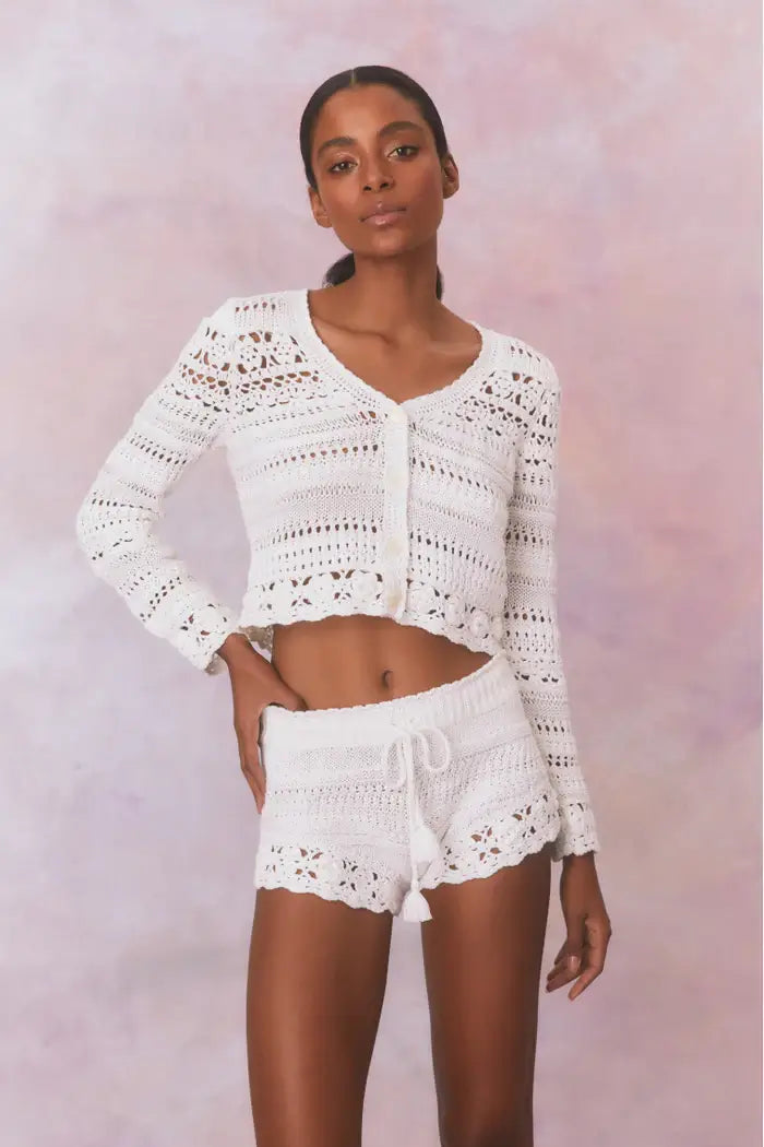 Middleton Cardigan in Antique White Notch Collar Peter Pan Collar Cowl Neck