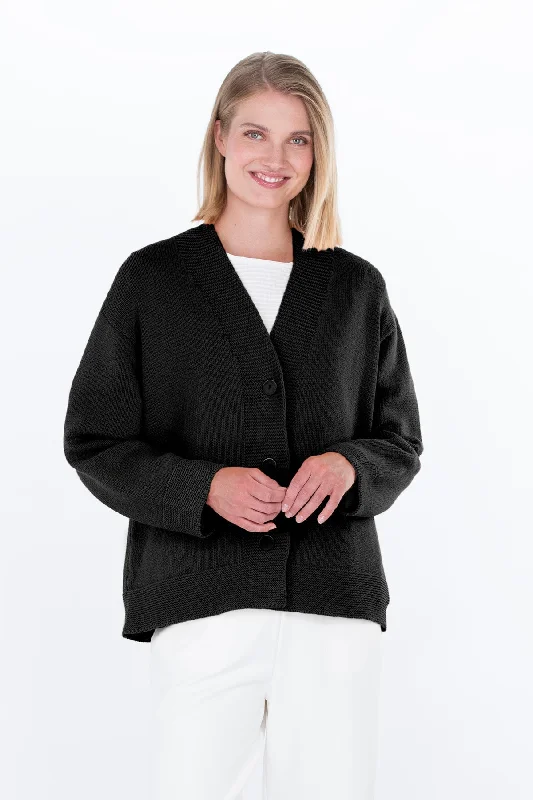 Karviainen Cardigan Black Asymmetrical,ymmetric Pencil Cardigan