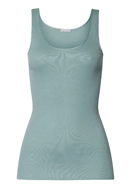 Cotton Seamless Round Neck Cotton Tank Top | Tourmaline Blue 71604-2712 strappy tank top