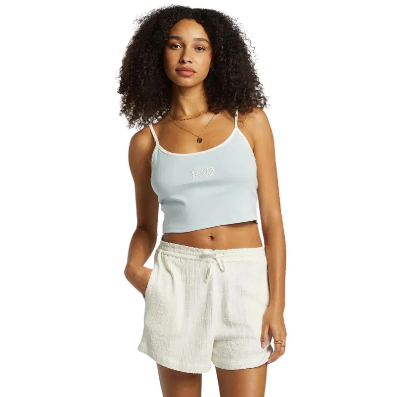Billabong Aloe Cropped Tank in Dusk Blue open back tank
