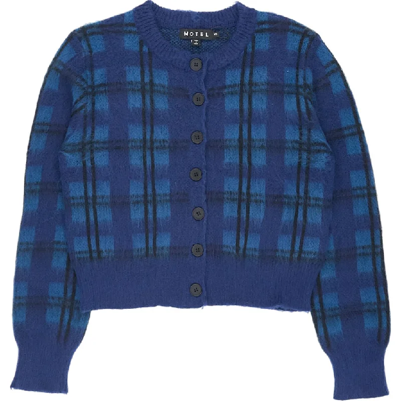 Motel Navy Anzio Cardi Check Cardigan Neon metallic Matte