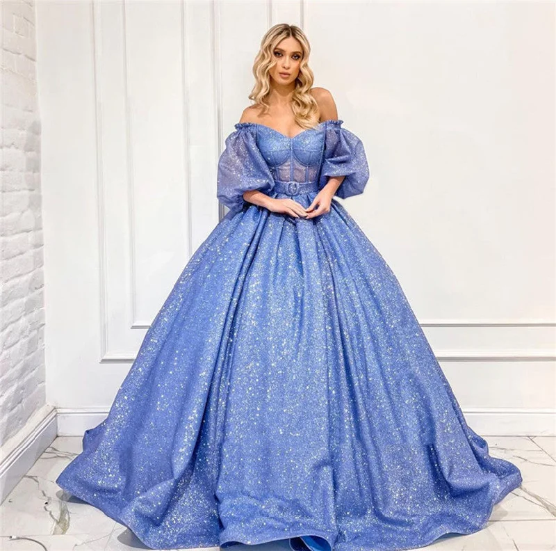 Sparkling Sequined Quinceanera Dresses Sweetheart Puffy Half Sleeves Vestidos De 15 Años Long Ruched A Line Prom Formal Banquet,LW059 Sparkling Sequined Quinceanera Dresses Sweetheart Puffy Half Sleeves Vestidos De 15 Años Long Ruched A Line Prom Formal Banquet,LW059