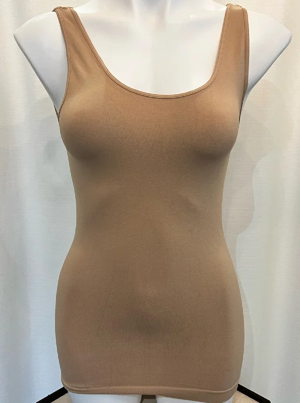 Signature Jersey Tank Top [Sand Beige-NS5178] beige tank top