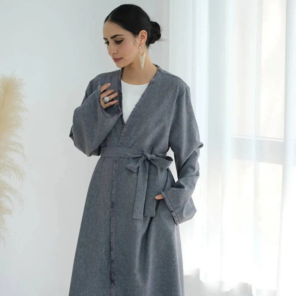 Tassel Edge Cardigan Open Abaya Dress Button Cardigan Zip Cardigan Pullover Cardigan