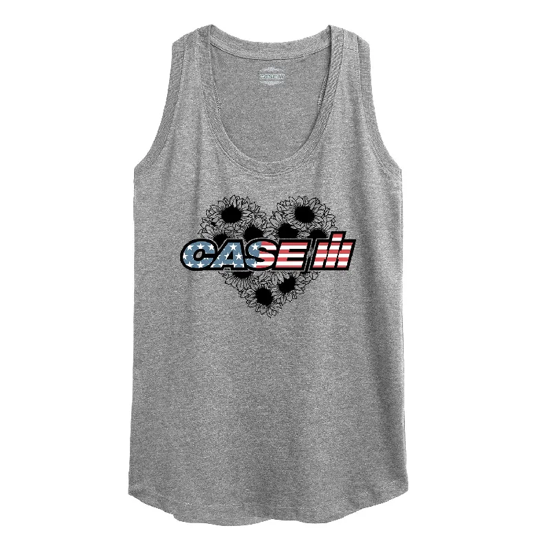 Case IH Sunflower Flag Fill Womens Racerback Tank lace tank top