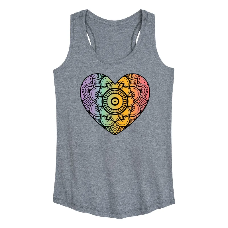 Rainbow Mandala Heart Womens Tank basic tank top